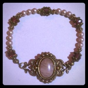 Gothic Victorian Pearl & Opalescent Stone Bracelet